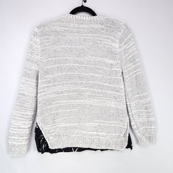 Anthropologie Field Flower Cardigan Sweater Size Large Button UP Double Hem Gray - Picture 2 of 13